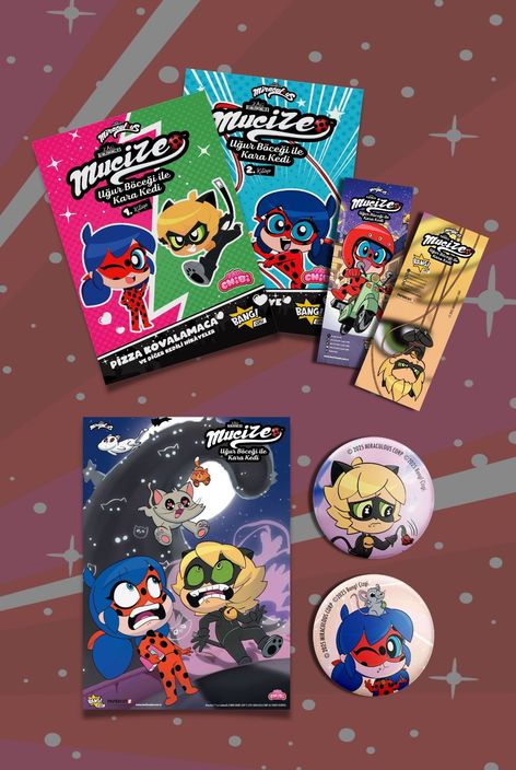 Mucize: Uğur Böceği ile Kara Kedi Chibi Cilt 1-2 Set (2 kitap, 1 poster, 2 rozet, 2 ayraç)